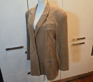 Vintage Pia Rucci Suede Single Breasted Blazer Jacket Tan Brown Womens Size 10